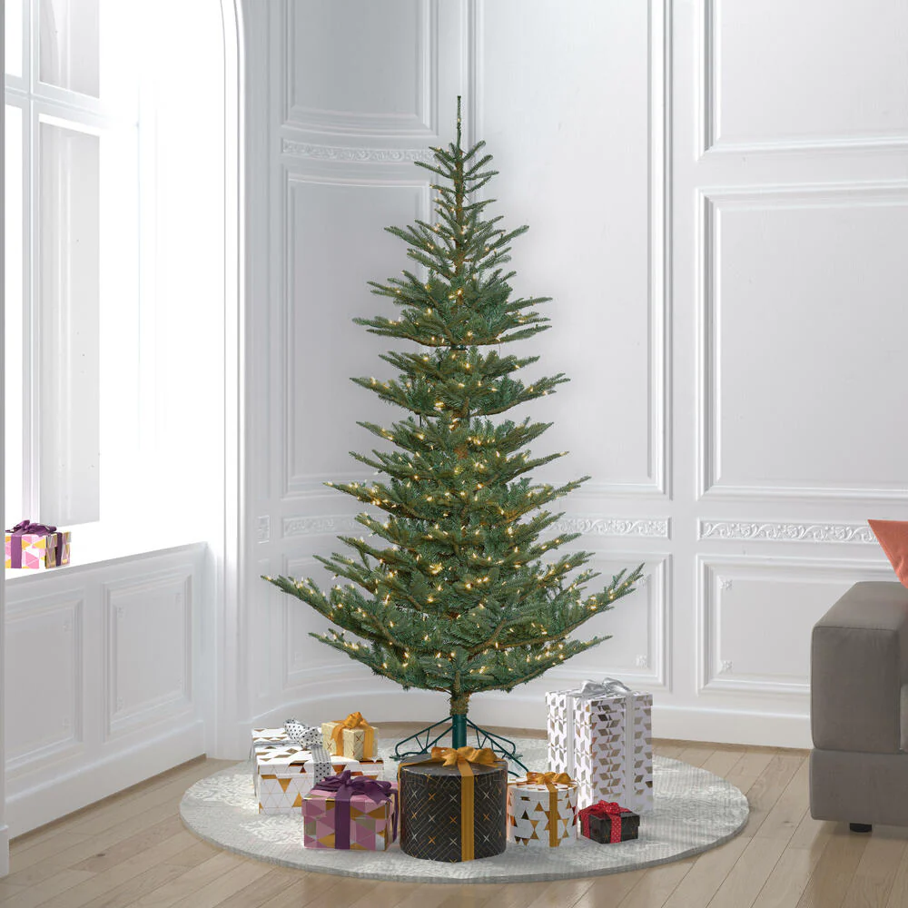 6'Hx48"W PE Alberta Blue Spruce Artificial Christmas Tree, LED Pre-Lit -Green - Image 3