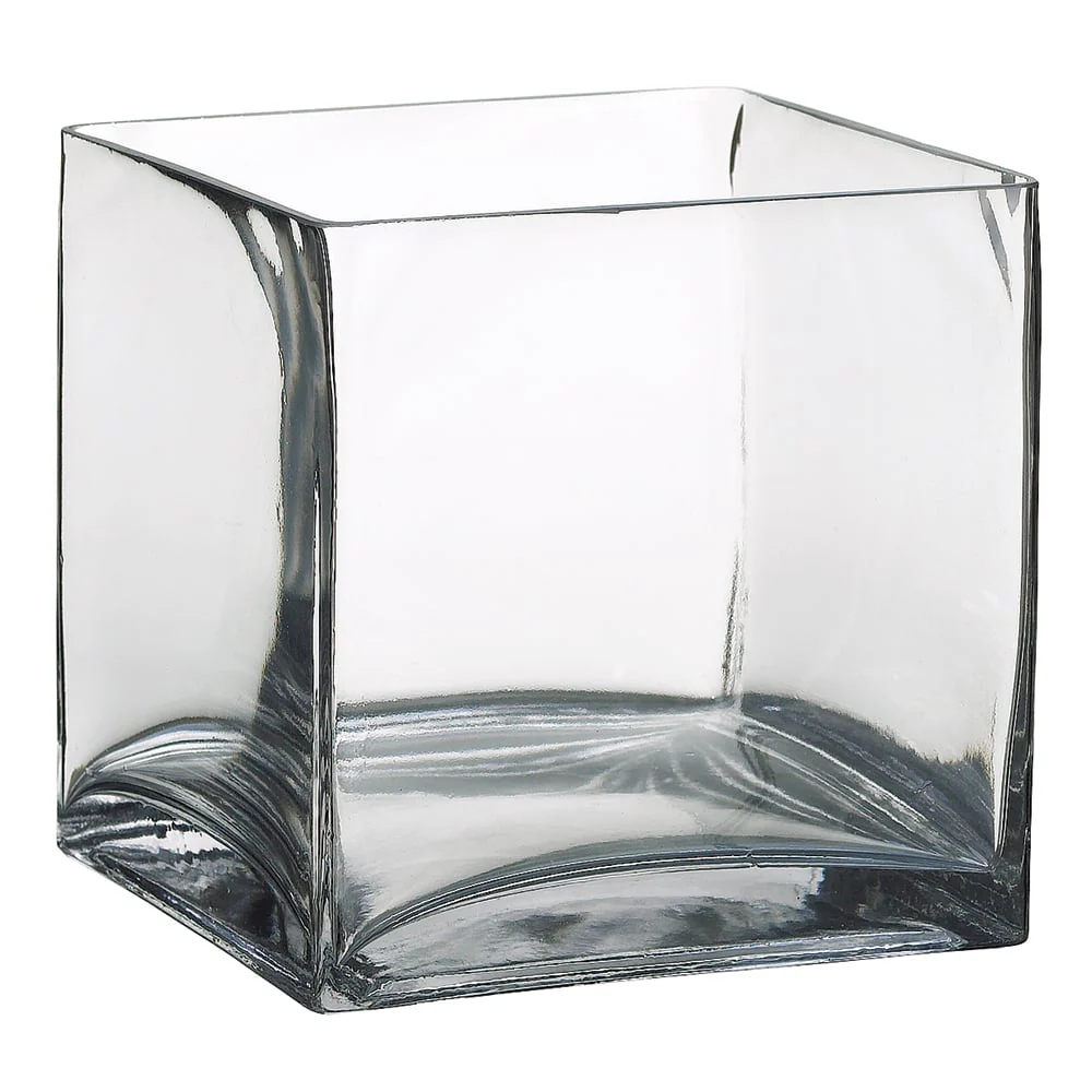 6"Hx6"W Square Glass Vase -Clear