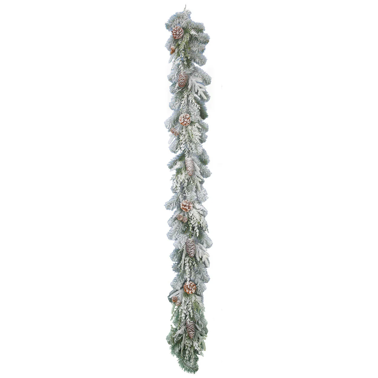 6'Lx11"W PE Flocked Douglas Fir & Pinecone Artificial Garland -Green/White (Pack of 2)