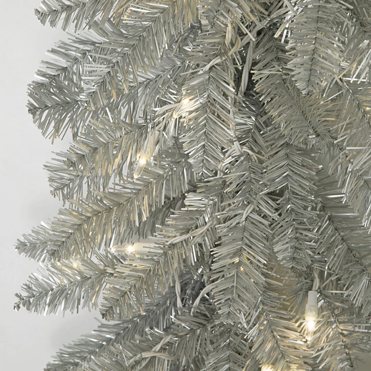 6'Lx12"W Matte Silver Pine Artificial Garland, LED Pre-Lit -Silver (Pack of 2) - Image 2