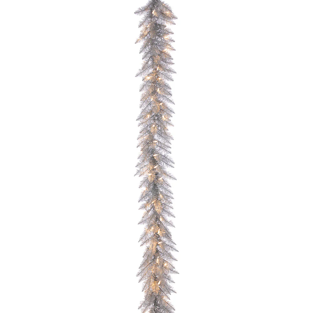6'Lx12"W Tinsel Artificial Garland, LED Pre-Lit -Champagne (Pack of 12)