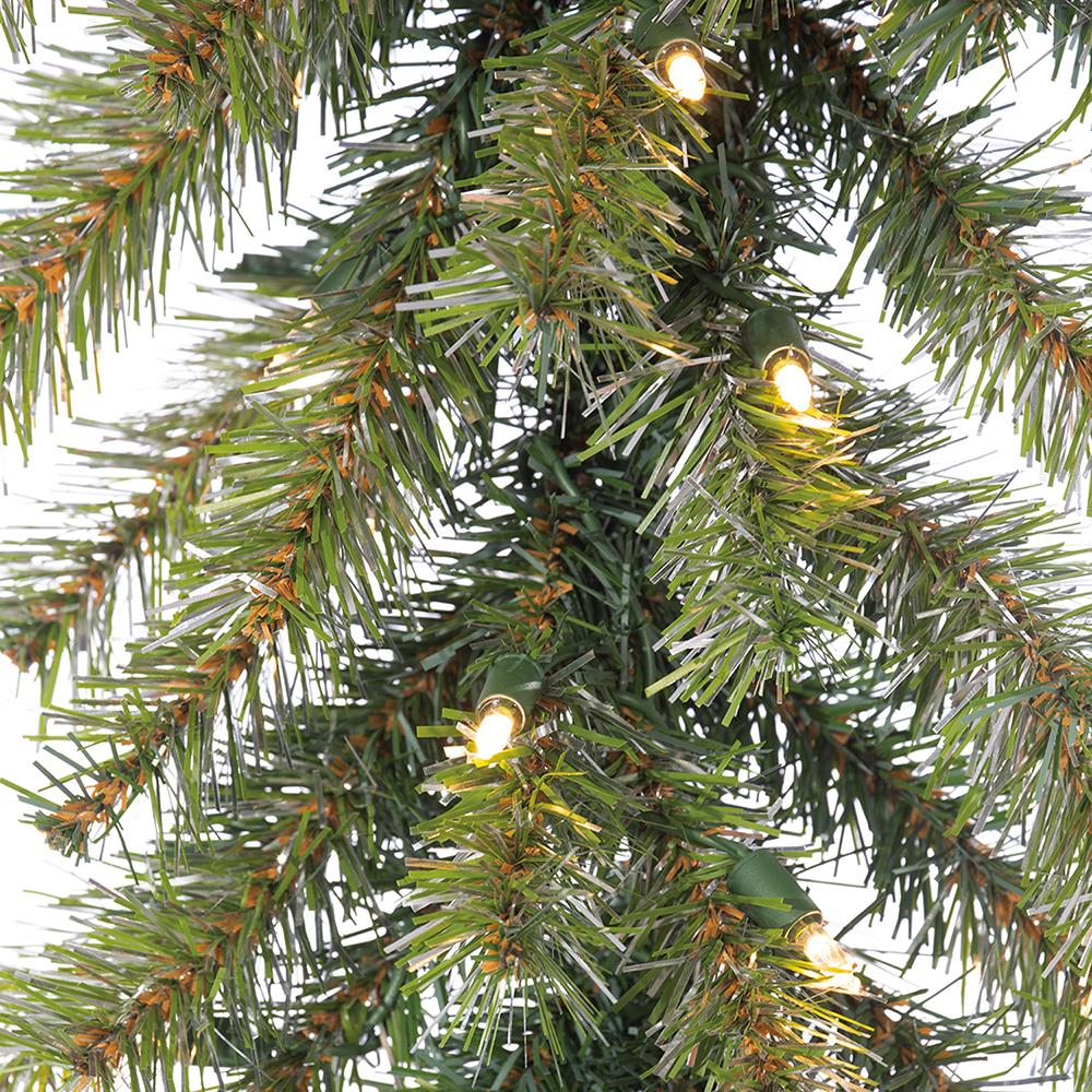 6'Lx12"W Tinsel Artificial Garland, LED Pre-Lit -Green/Silver (Pack of 12) - Image 4