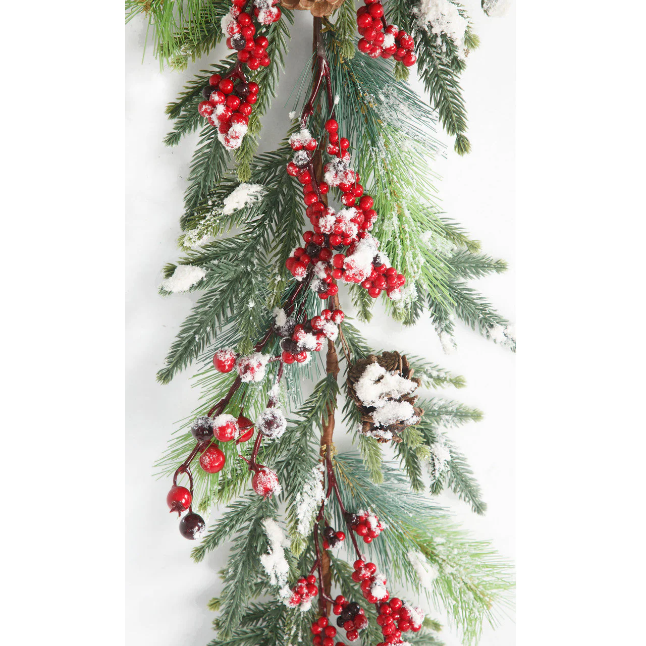 6'Lx8"W PE Snowy Berry & Pine Artificial Garland -Red/Green (Pack of 4) - Image 2