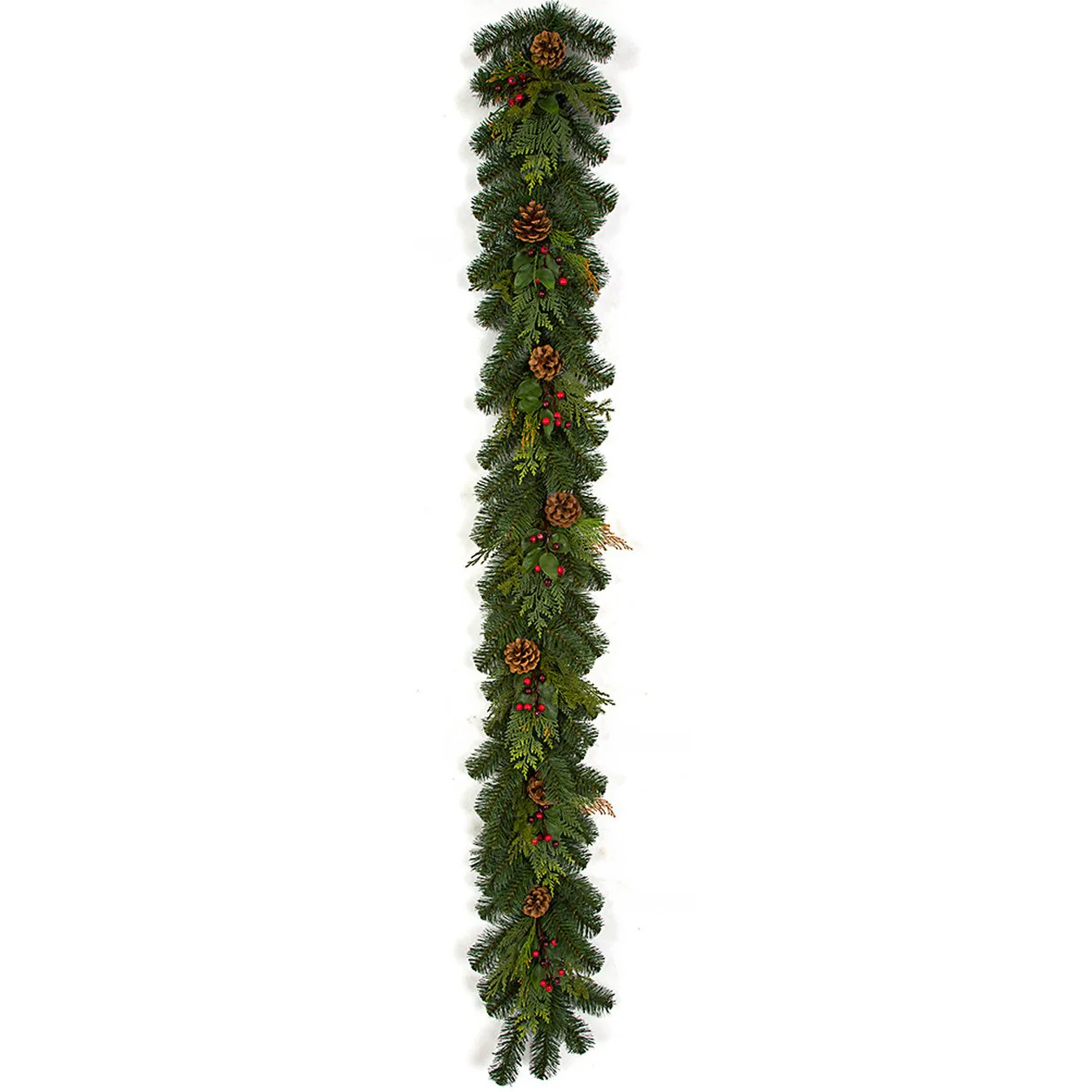 6'Lx9"W Barrington Pine, Pinecone & Berry Artificial Garland -Green/Red (Pack of 4)