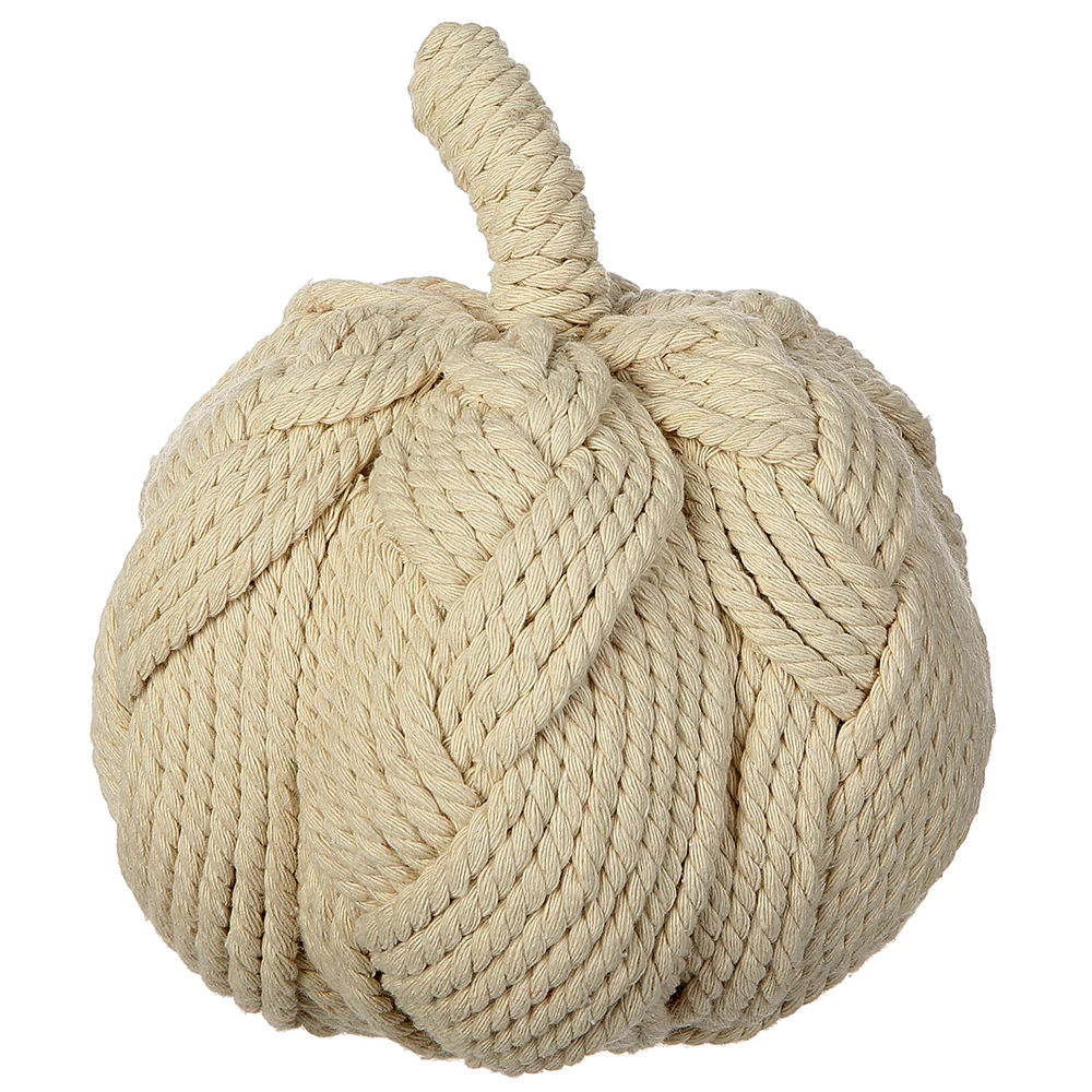 7.4"Hx7"W Artificial Rope Pumpkin -Beige (Pack of 4)