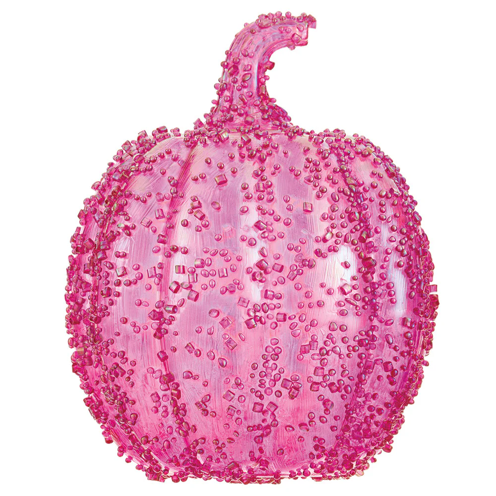 7.5"Hx5.5"W Beaded Artificial Pumpkin -Pink (Pack of 6)