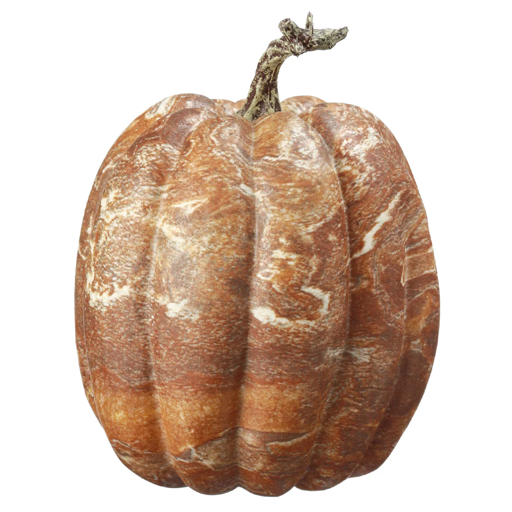 7.5"Hx5"W Marble-Look Artificial Pumpkin -Brown/Cream (Pack of 6)