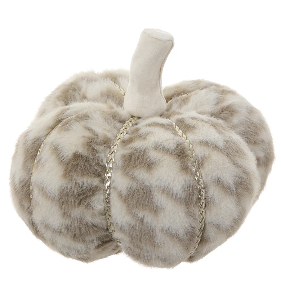 7.75"Hx7.75"W Houndstooth Pattern Artificial Pumpkin -Gray/Beige (Pack of 6)