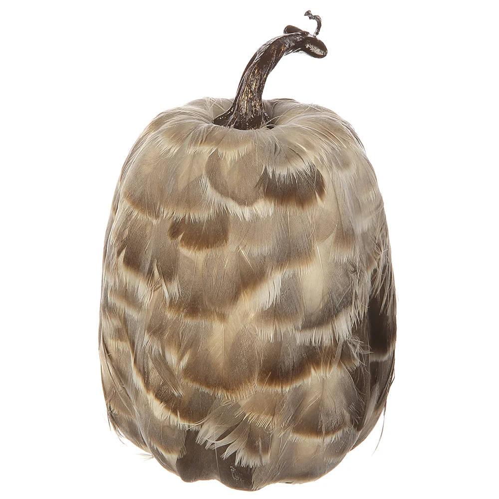 7.8"Hx5.9"W Artificial Feather Pumpkin -2 Tone Brown (Pack of 4)