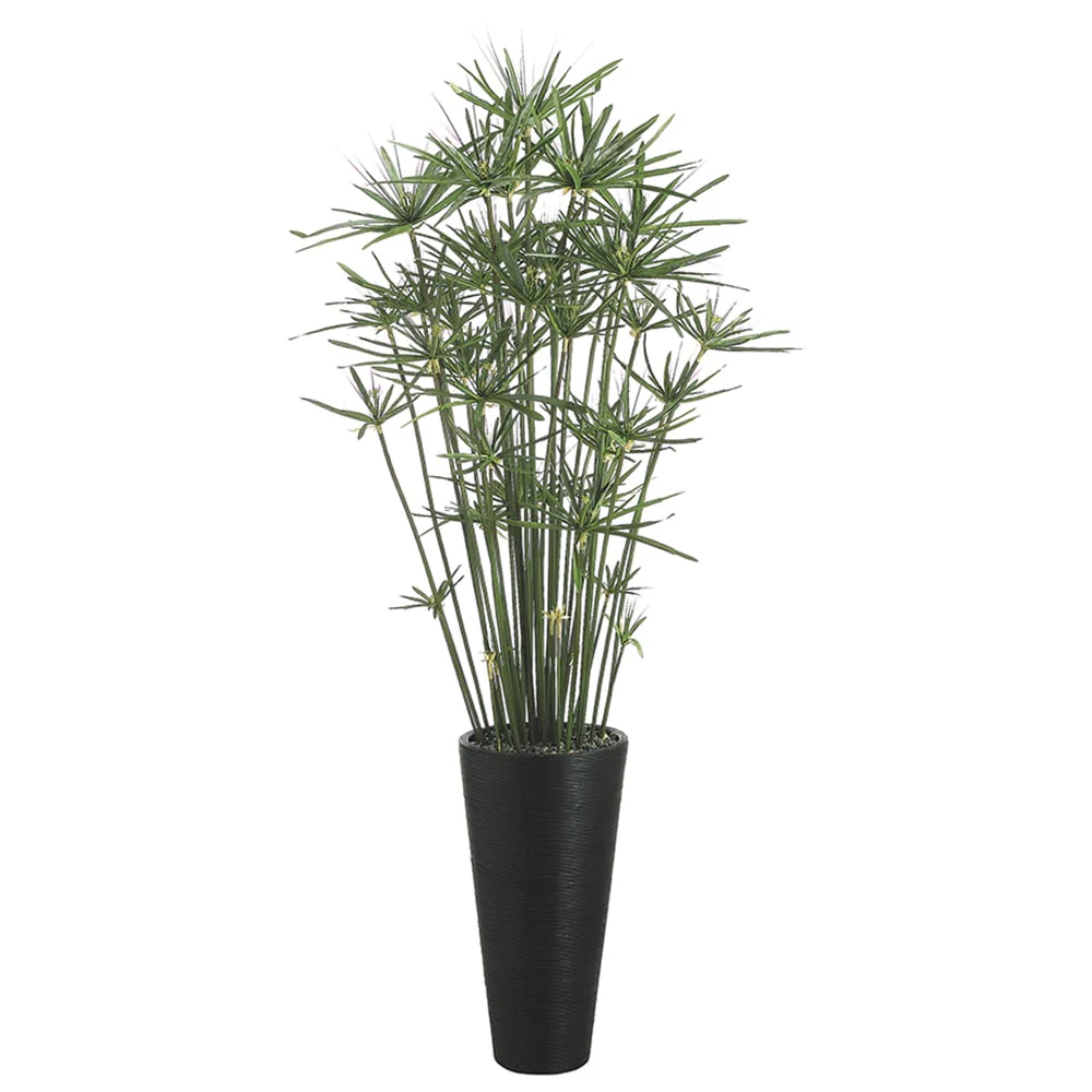 7' Artificial Papyrus Grass Plant w/Bamboo Container -Green