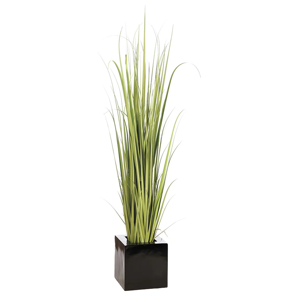 7' Reed Grass Artificial Plant w/Fiber Cement Planter -Green