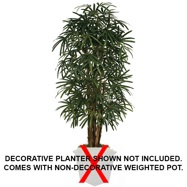 7' Rhapis Artificial Palm Tree w/Pot -Green