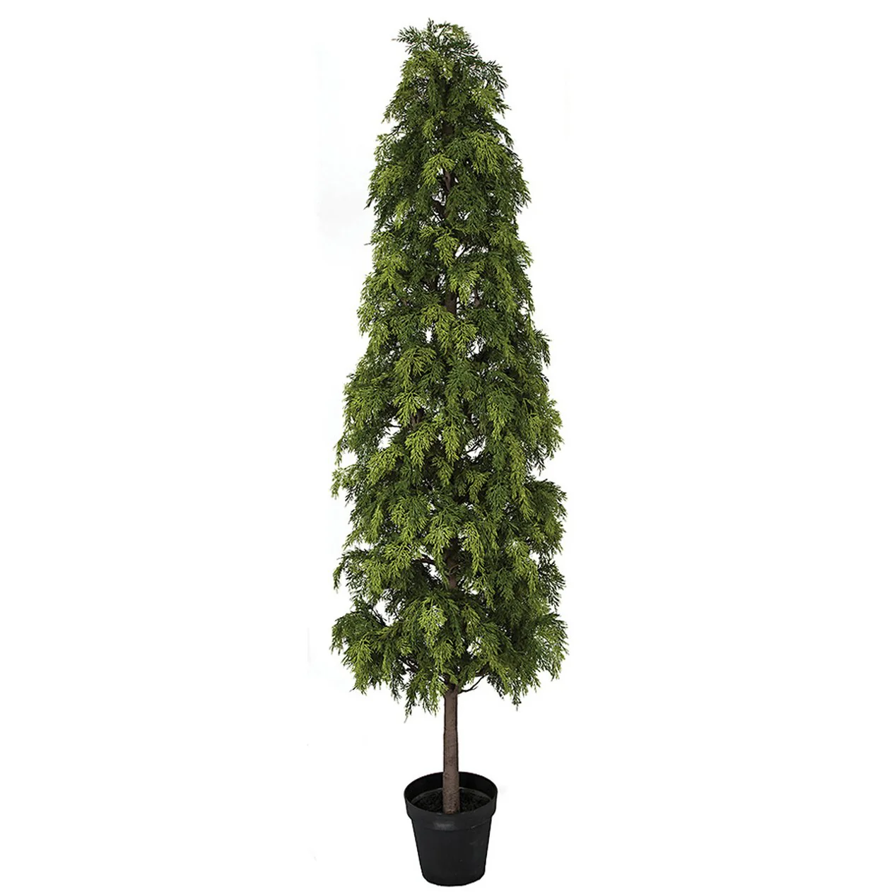 7' Soft-Touch Artificial Hinoki Cypress Tree w/Pot -Green