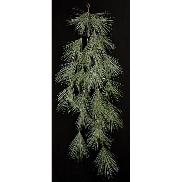 70" Artificial Frosted Long Needle Pine Teardrop Swag -Green/White (Pack of 6)