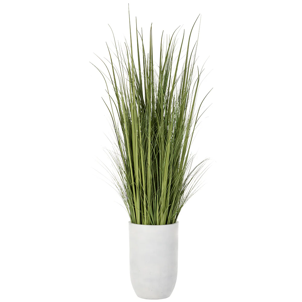 7'1"Hx17"W Wild Grass Artificial Plant w/White Cement Planter -Light Green