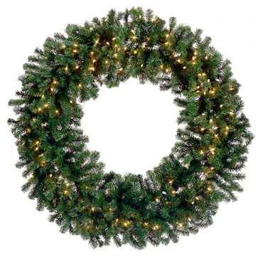72" Artificial Windsor Pine Wreath, Pre-Lit -Green