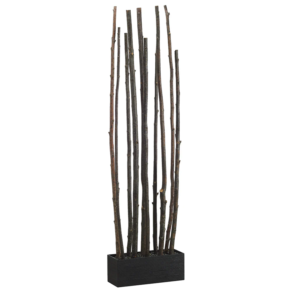 7'6" Alder Wood Artificial Divider w/Bamboo Container -Brown