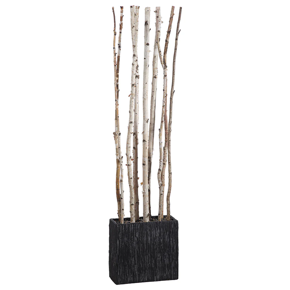 7'6" Birch Wood Artificial Divider w/Container -White