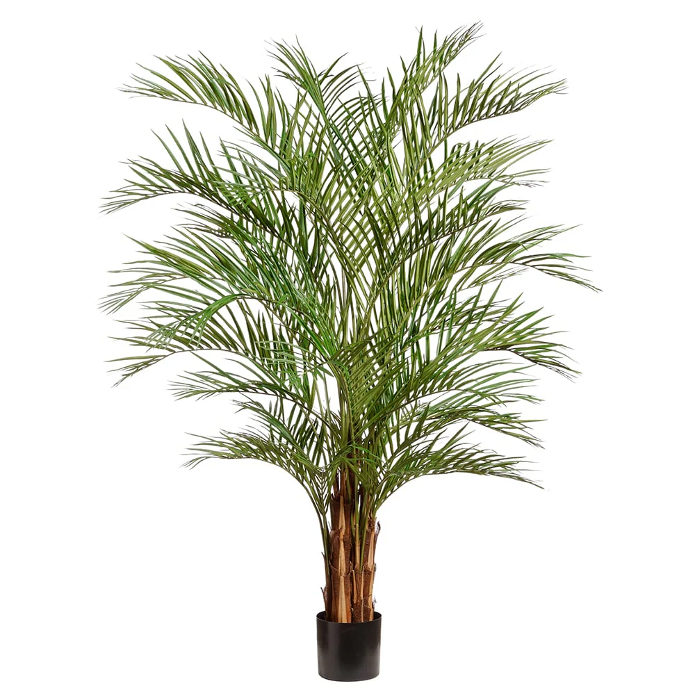 7'6" Silk Tropical Areca Palm Tree w/Plastic Pot -Green