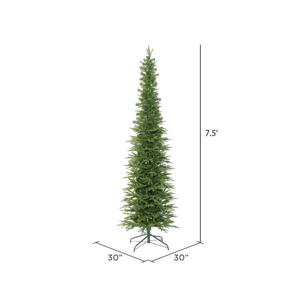 7'6"Hx30"W PE Pencil Bixley Fir Artificial Christmas Tree, Unlit -Green - Image 3