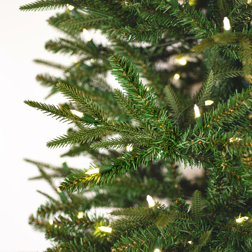7'6"Hx30"W PE Tacoma Fraser Fir Artificial Christmas Tree, LED Pre-Lit -Green - Image 2