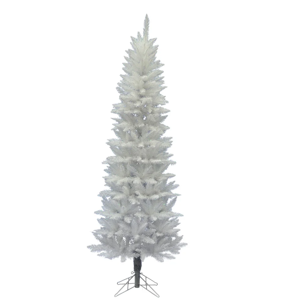 7'6"Hx34"W Pencil Sparkle White Spruce Artificial Christmas Tree, Unlit -White