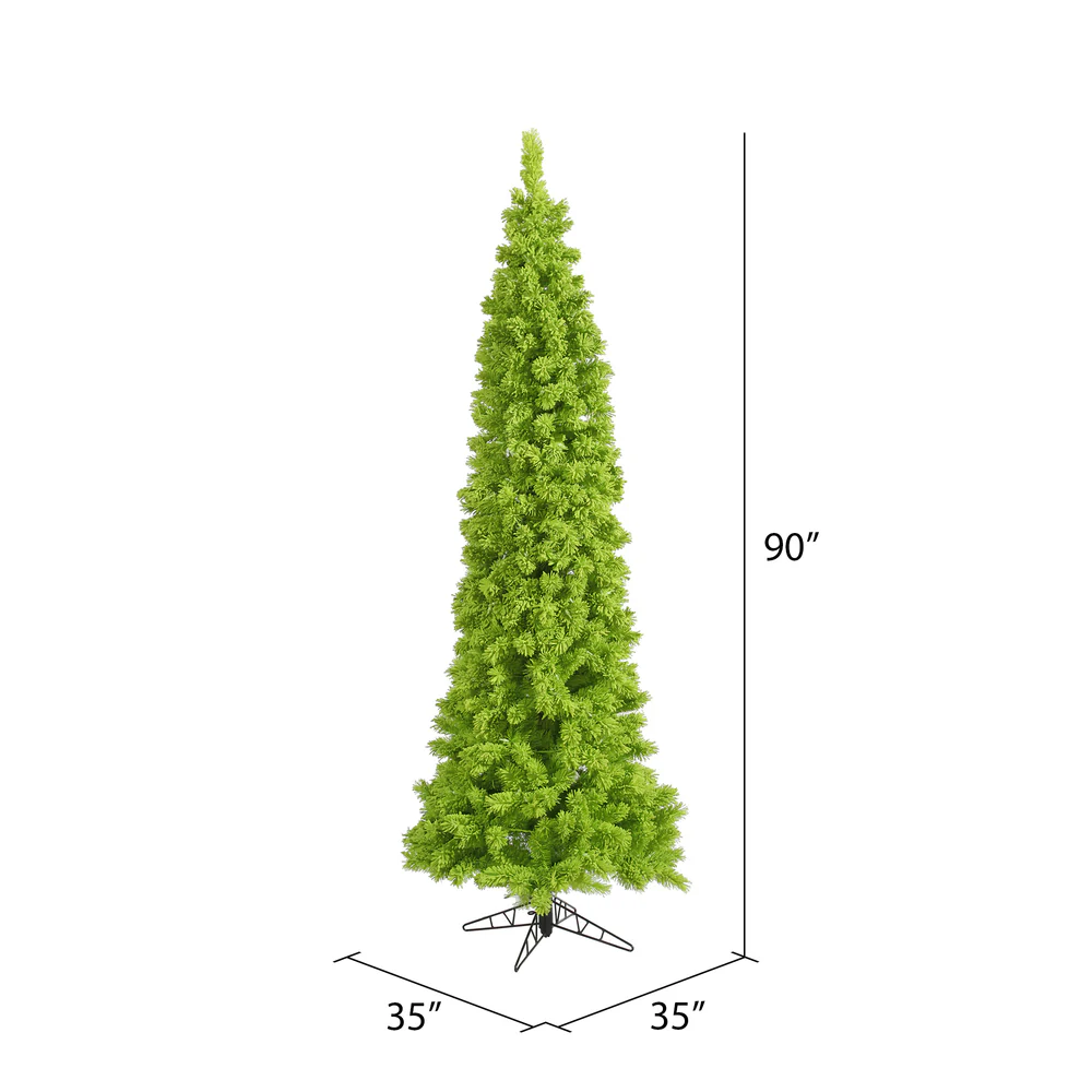 7'6"Hx35"W Flocked Pencil Fir Artificial Christmas Tree, Unlit -Lime - Image 2