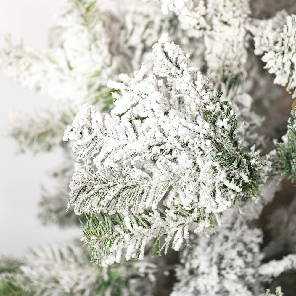 7'6"Hx36"W Flocked Pencil Pacific Pine Artificial Christmas Tree, Unlit -White - Image 2