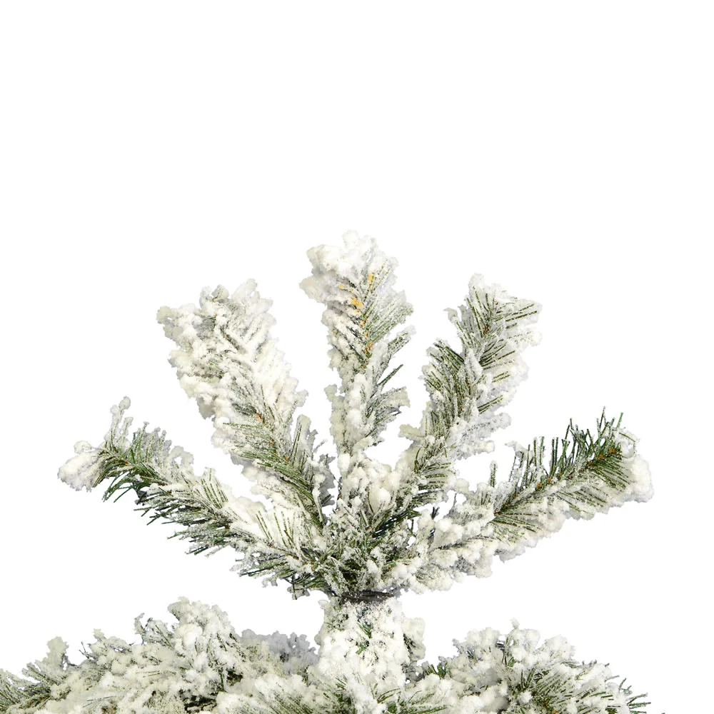 7'6"Hx36"W Flocked Pencil Pacific Pine Artificial Christmas Tree, Unlit -White - Image 5