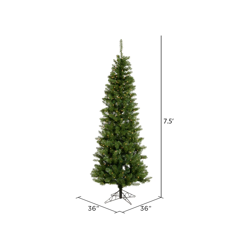 7'6"Hx36"W Slim Salem Pine Artificial Christmas Tree, LED Pre-Lit -Green - Image 3