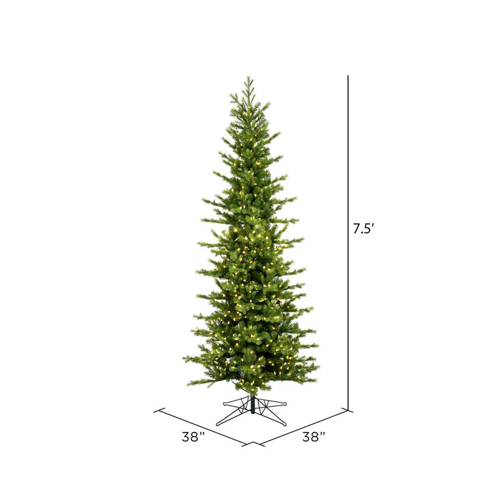7'6"Hx38"W PE Pencil Moutauk Pine Artificial Christmas Tree, LED Pre-Lit -Green - Image 4
