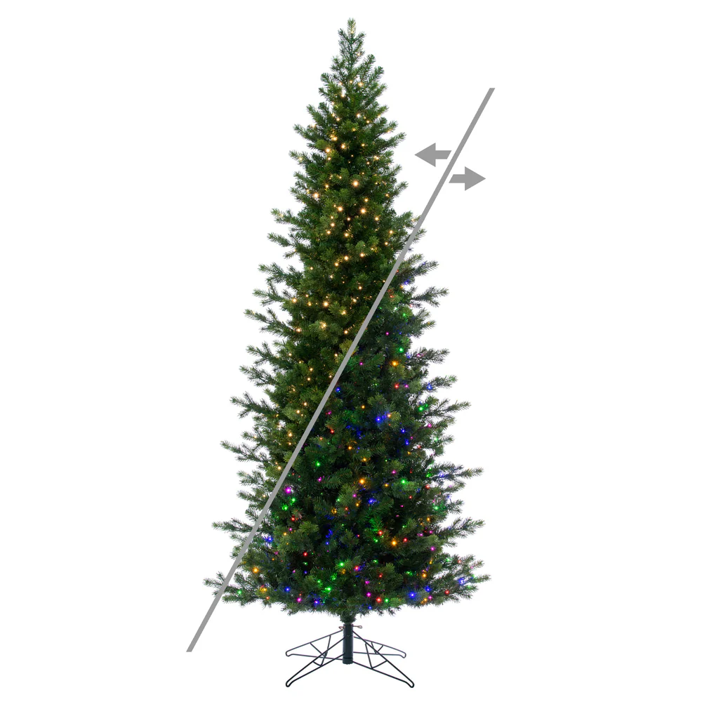 7'6"Hx38"W PE Slim Eagle Fraser Artificial Christmas Tree, Micro LED Pre-Lit (Multi-Mode) -Green