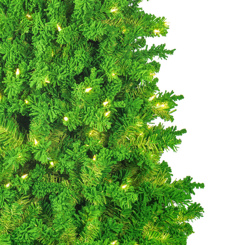 7'6"Hx39"W Flocked Slim Fir Artificial Christmas Tree, LED Pre-Lit (Lime) -Lime - Image 4