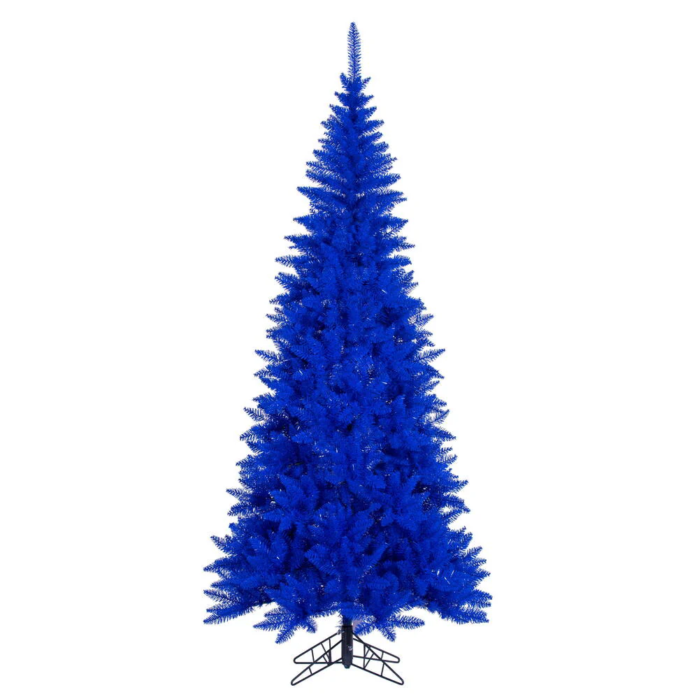 7'6"Hx40"W Slim Fir Artificial Christmas Tree, Unlit -Blue
