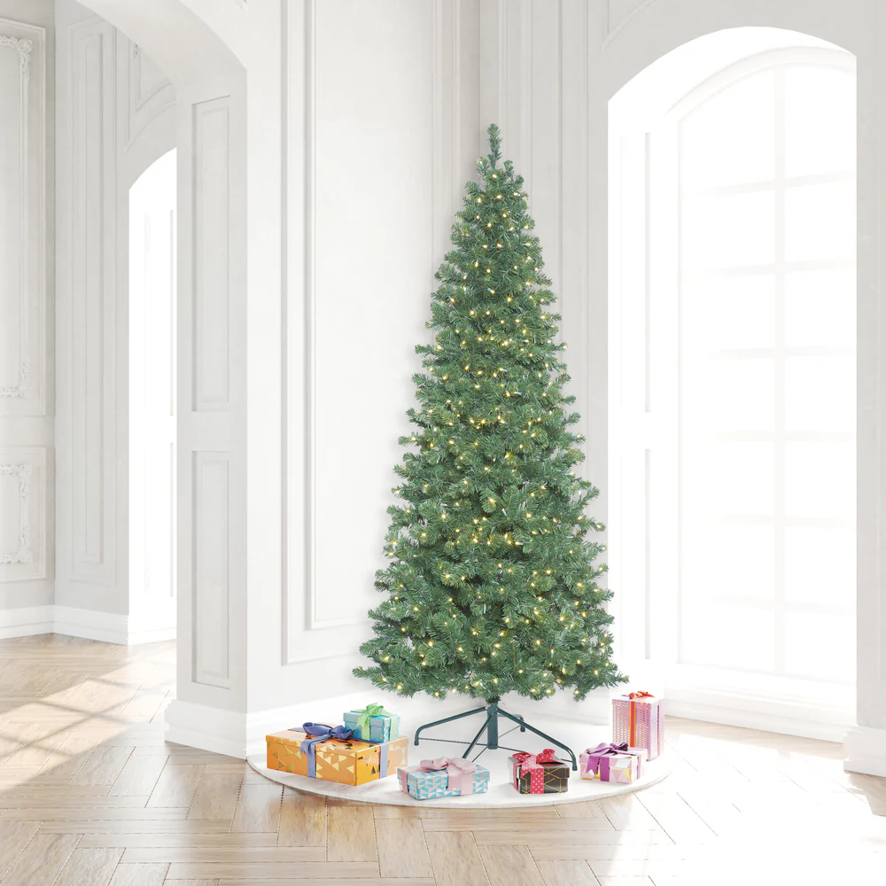 7'6"Hx40"W Slim Oregon Fir Artificial Christmas Tree, LED Pre-Lit -Green - Image 5