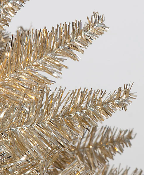 7'6"Hx40"W Tinsel Champagne Artificial Christmas Tree, LED Pre-Lit -Champagne - Image 2