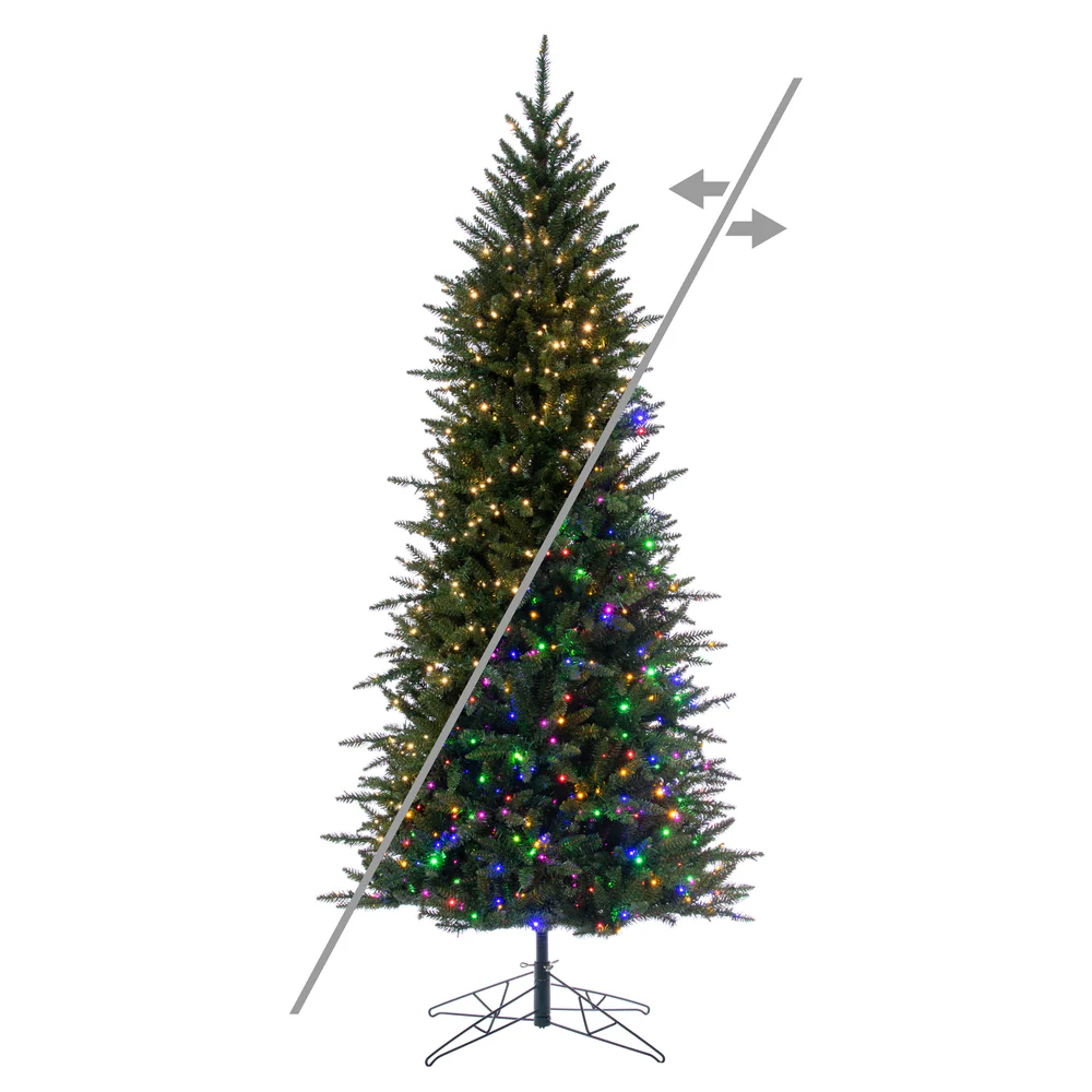 7'6"Hx41"W Noel Fir Artificial Christmas Tree, Micro LED Pre-Lit (Multi-Mode) -Green