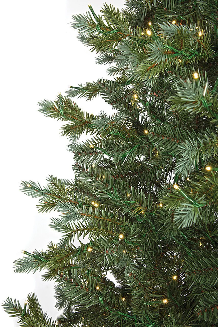 7'6"Hx41"W PE Slim Grand Spruce Artificial Christmas Tree, Micro LED Pre-Lit -Green/Blue - Image 2