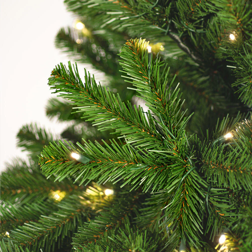 7'6"Hx42"W Slim Deluxe Sequoia Pine Artificial Christmas Tree, LED Pre-Lit -Green - Image 2