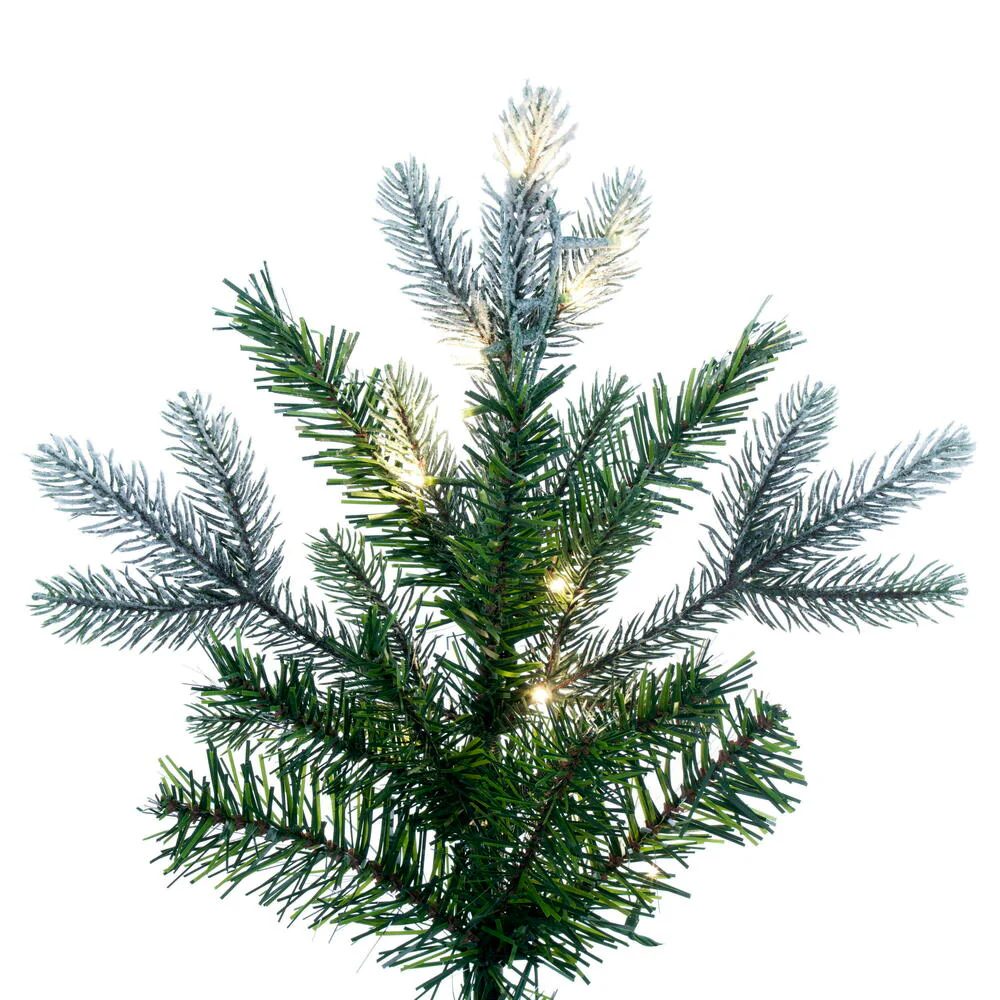 7'6"Hx44"W PE Frosted Slim Douglas Fir Artificial Christmas Tree, Micro LED Pre-Lit -Green - Image 2