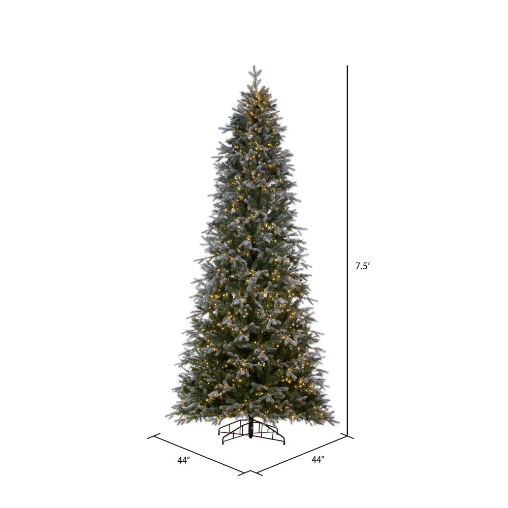 7'6"Hx44"W PE Frosted Slim Douglas Fir Artificial Christmas Tree, Micro LED Pre-Lit -Green - Image 3