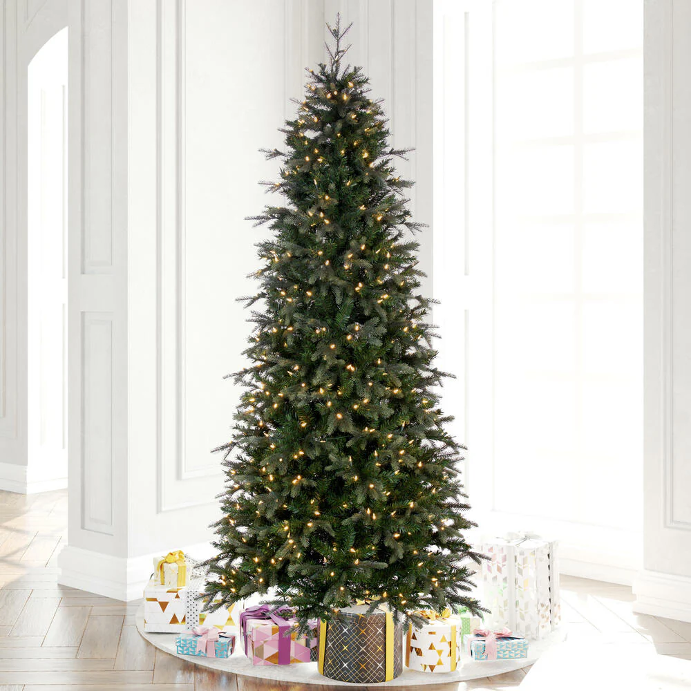 7'6"Hx44"W PE Slim Douglas Fir Artificial Christmas Tree, LED Pre-Lit -Green - Image 5