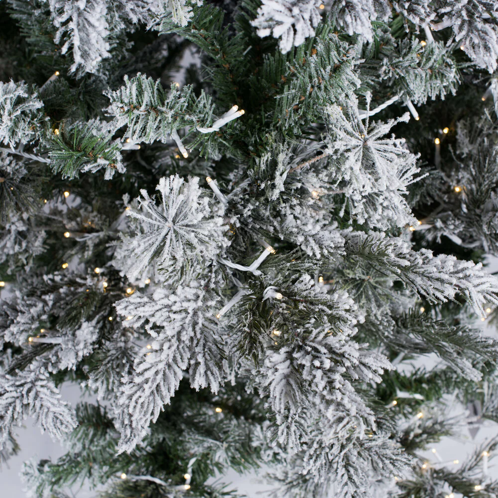 7'6"Hx45"W PE Flocked Slim Kiana Artificial Christmas Tree, Micro LED Pre-Lit -White - Image 4