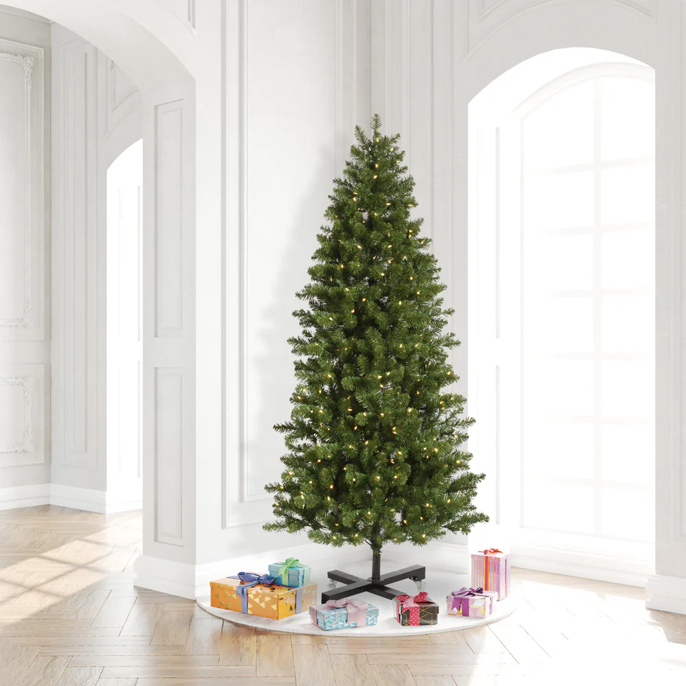 7'6"Hx45"W Slim Grand Teton Pine Artificial Christmas Tree, LED Pre-Lit -Green - Image 7