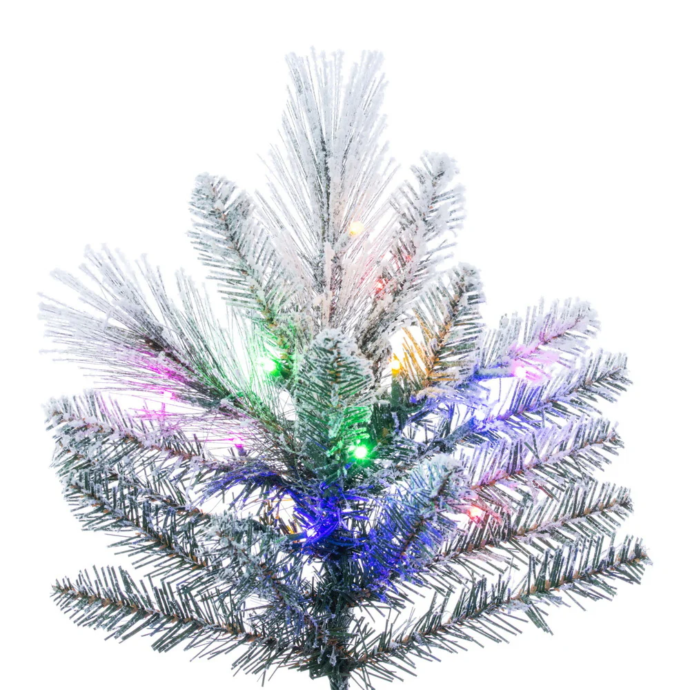 7'6"Hx46"W Flocked Jackson Pine Artificial Christmas Tree, Micro LED Pre-Lit (Multi-Mode) -White - Image 3