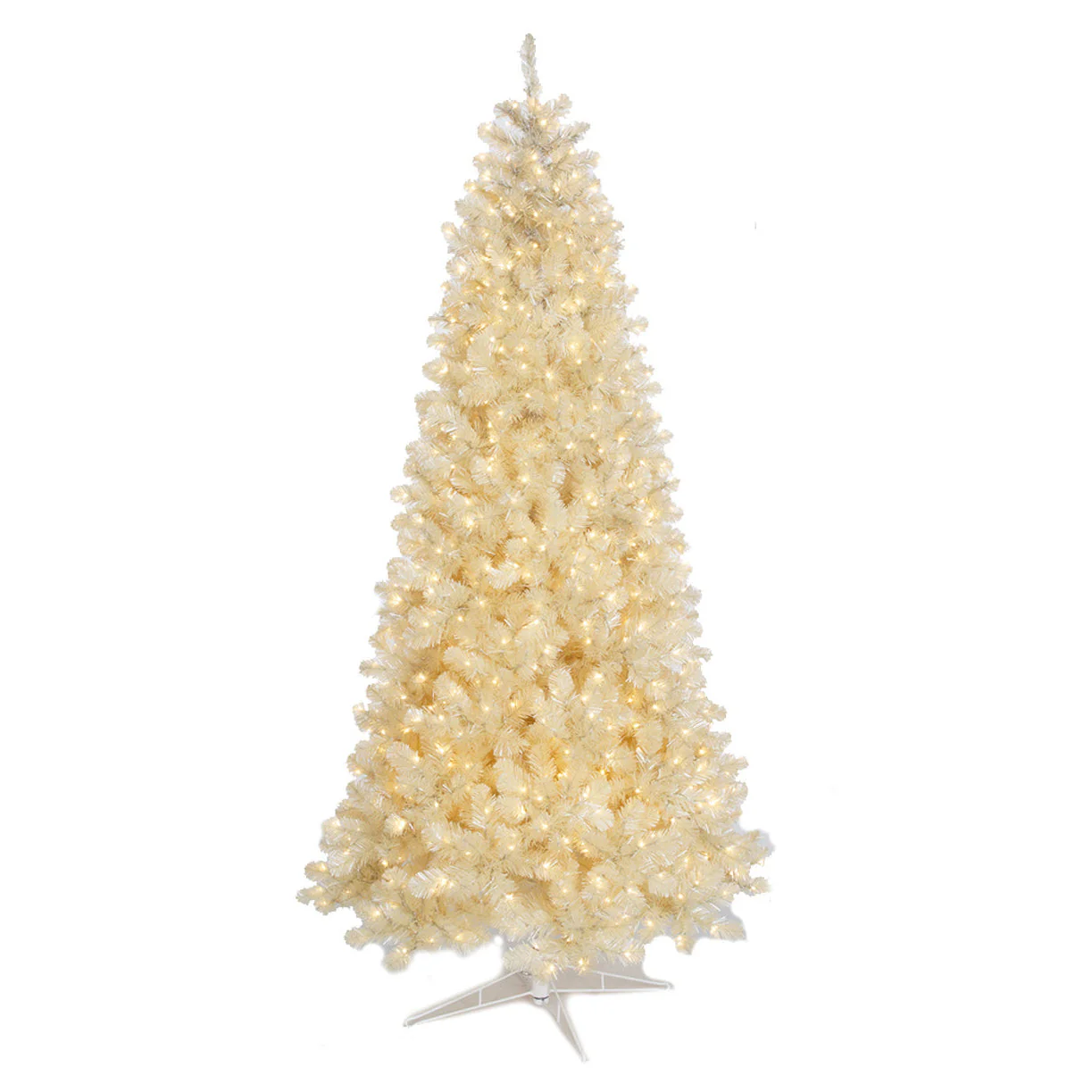 7'6"Hx47"W Tinsel Matte Vintage Artificial Christmas Tree, Micro LED Pre-Lit -White