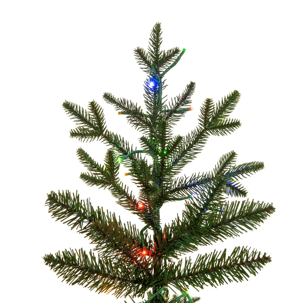 7'6"Hx48"W PE Slim Kamas Fraser Fir Artificial Christmas Tree, Micro LED Pre-Lit (Multi-Mode) -White/Green - Image 2