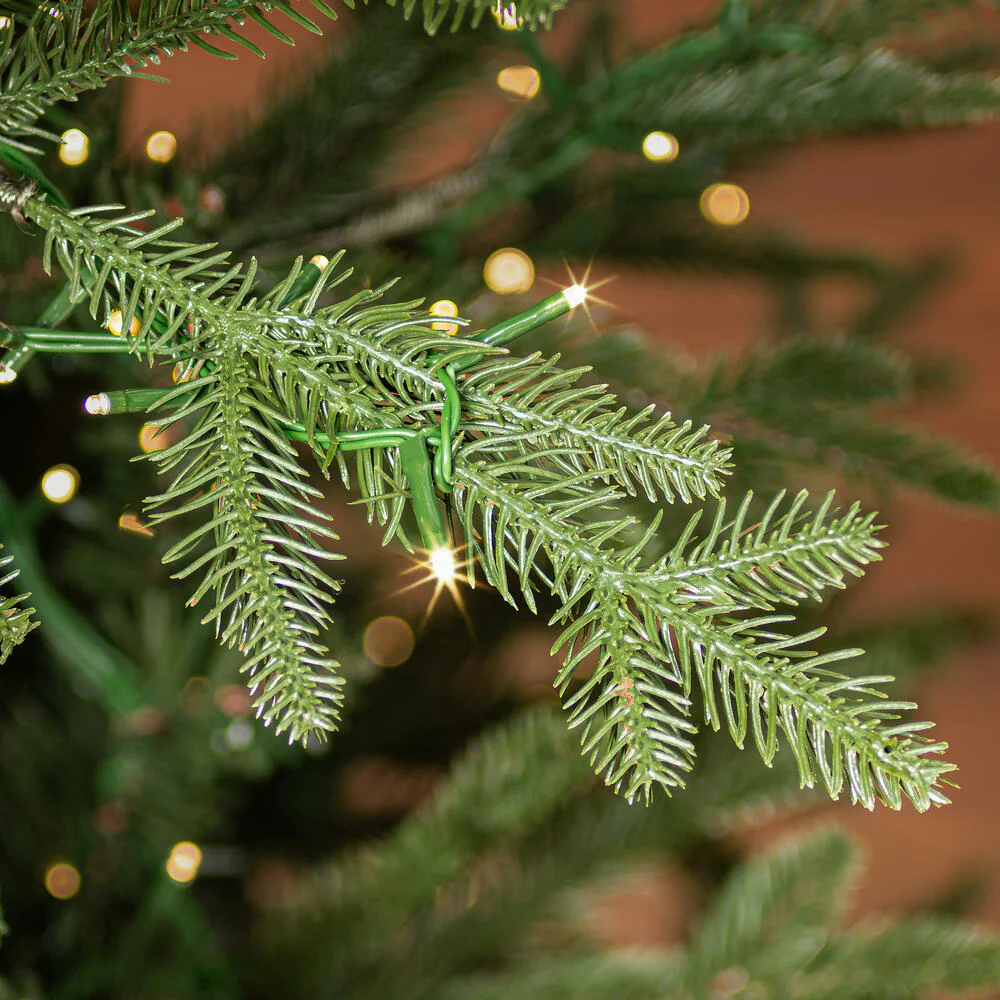 7'6"Hx48"W PE Slim Kamas Fraser Fir Artificial Christmas Tree, Micro LED Pre-Lit -White/Green - Image 2