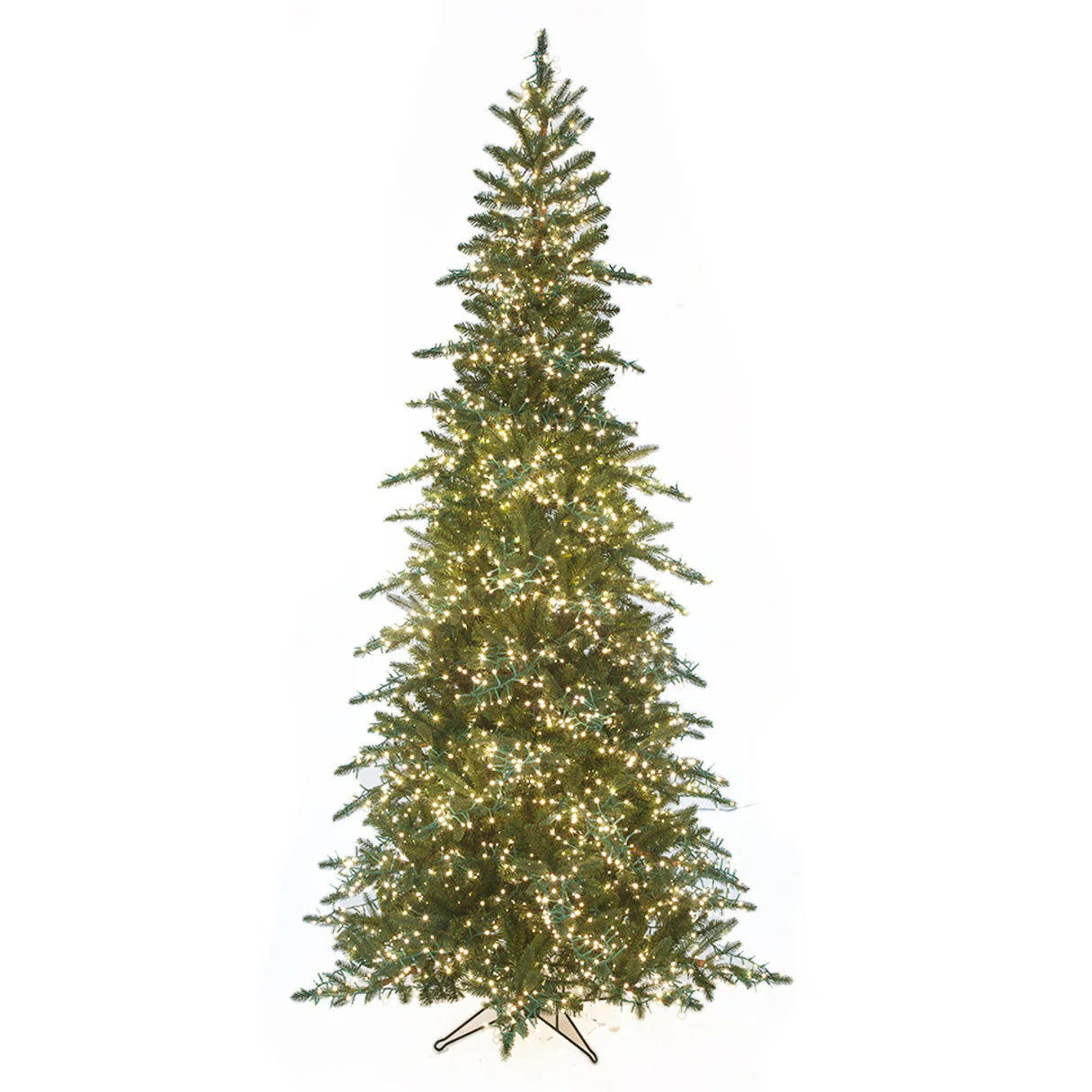 7'6"Hx48"W PE Slim Russian Fir Artificial Christmas Tree, Micro LED Pre-Lit (Warm White, Multi-Mode) -Green