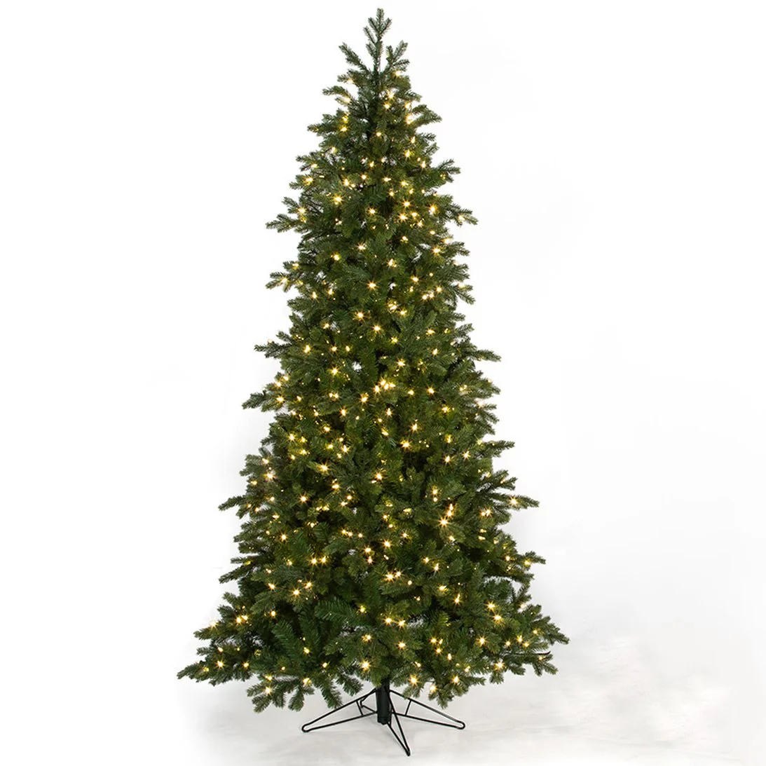 7'6"Hx49"W PE St. Lucia Fir Artificial Christmas Tree, LED Pre-Lit -Green